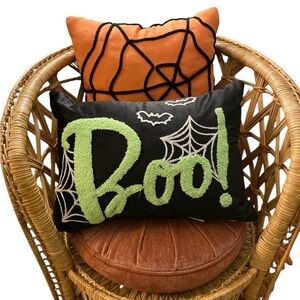 Halloween Boo and Spider Web Pillow